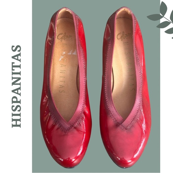 Hispanitas Red Leather Heel Pump Shoe Made in Spain Size 37 Size 6 - Picture 1 of 7